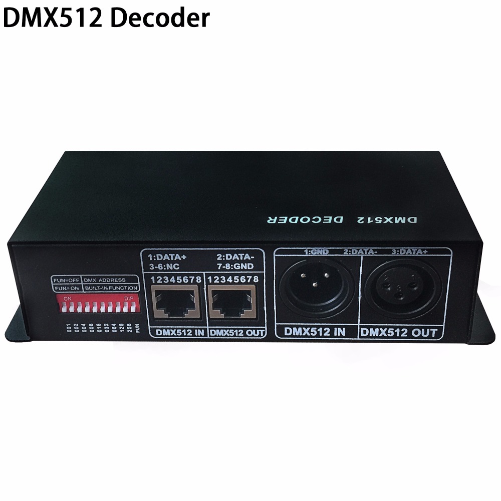 DC12V~24V DMX512 rgb decoder three channels,each max 4A,constant voltage RGB decoder DMX512 protocol.For RGB LED strip light